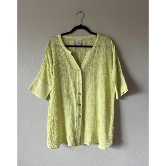 Soft Surroundings Tops - SOFT SURROUNDINGS Linen Blend Tunic Top Women’s Petite PS Button Front Gauze